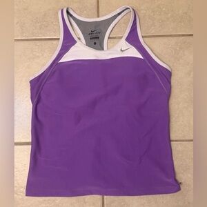 Nike Dri-FIT Tank Top Women’s Purple & White Racerback Tank Built-In Bra Size L